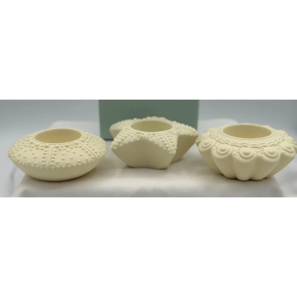 Partylite (3) Different Seashell Tealight Holders - Candle Holders NEW Open Box